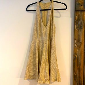 Lulu’s gold glitter skater dress.